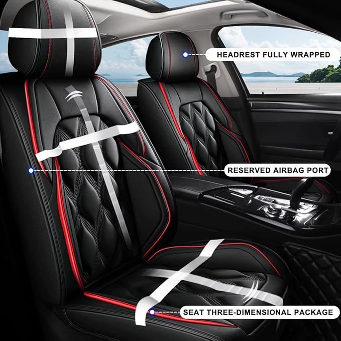 AOMSAZTO Car Seat Cover 2 Front Seat Fit for Subaru Impreza 2012-2025 2026 Leather Car Seat Cushion Protector Compatible Airbag Waterproof Automotive Seat Covers Black