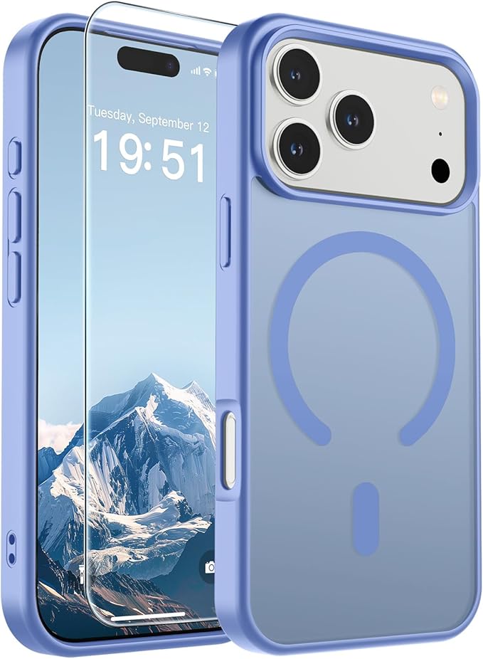 SUPFINE Magnetic for iPhone 17 Pro Case (Compatible with MagSafe)(Military Grade Drop Protection) Translucent Matte Shockproof with Anti-Fingerprint Phone Cover 2025,Blue Purple