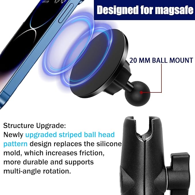 20mm Mganetic Mount for Magsafe, Phone Car Mount Accessory Magnetic Phone Mount Base Fits 20mm (0.78") Ball Socket
