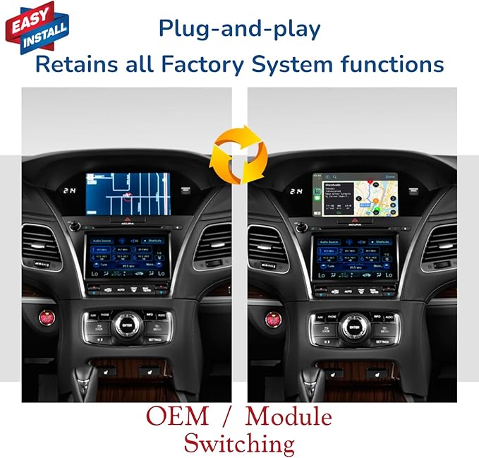 Carplay Adapter for Acura Upgraded Accessories Wireless CarPlay & Android Auto Receiver, Upgrade Kit fits ILX MDX RDX TLX RLX CarPlay Retrofit Kit Decoder, Support Mirror Link, Camera