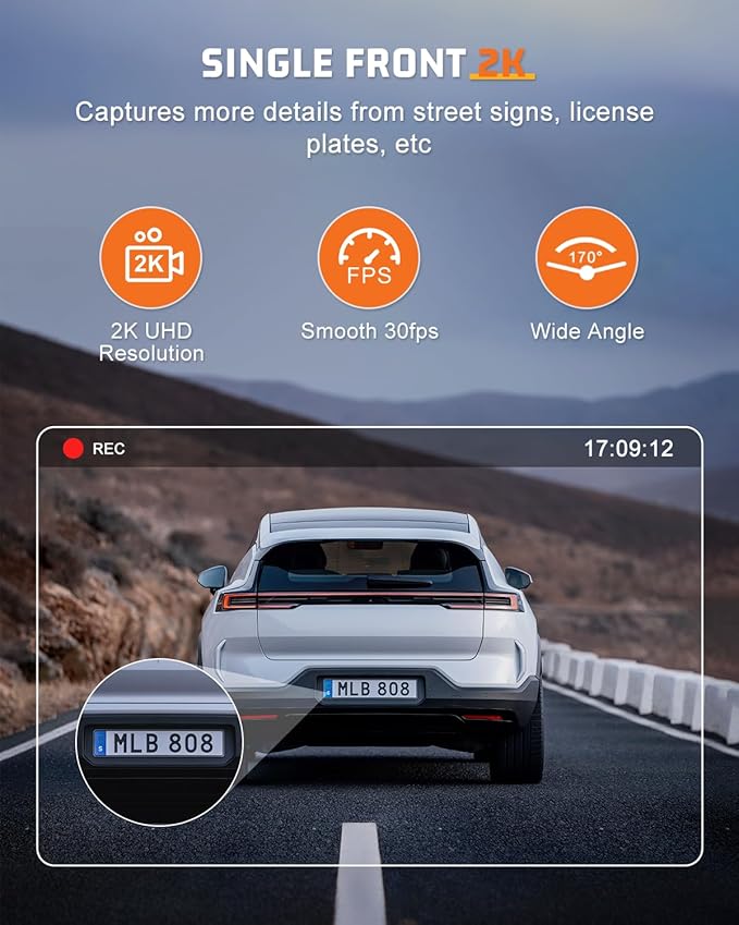 PENEMAY Dash Cam 2K Car Camera, Mini WiFi Dashcam with 32GB SD Card Dash Cam Front, Enhanced Night Vision Dashcams for Car, App Controlled Dash Camera with 24H Parking Mode, G-Sensor, Loop Recording