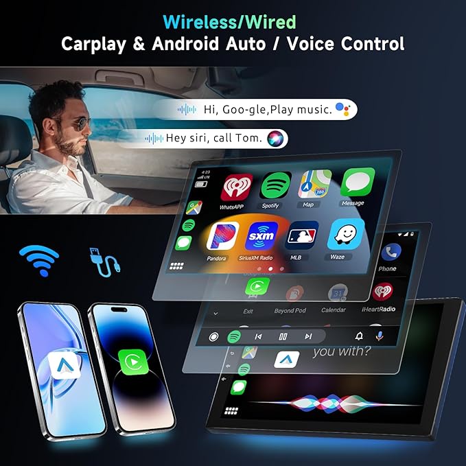 Podofo 8 Core 8+128G Android Car Radio Stereo for Honda Civic 2006-2011 with Wireless Carplay Android Auto, 10.1" QLED Touch Screen, WiFi/4G, GPS, DSP/Hi-Res, AM/FM, Bluetooth 5.0, Backup Camera