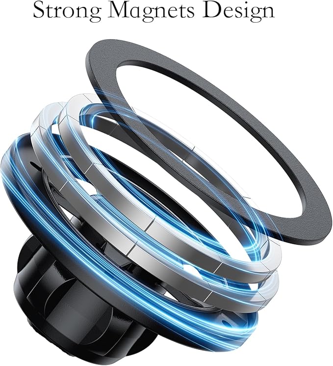 Metal Magnetic Ball Mount Adapter Compatible with MagSafe, 360 Degree Rotating Mount Fits All 17mm/0.67inch Ball Joint Car Phone Holder, Compatible with All Phones