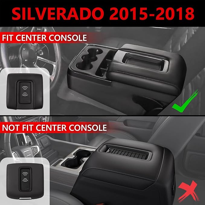 Xipoo Wireless Charger Compatible with 2015-2018 Chevy Silverado GMC Sierra Wireless Charging Tray Jump Seat Replacement for 2015-2018 Chevy Silverado Accessories