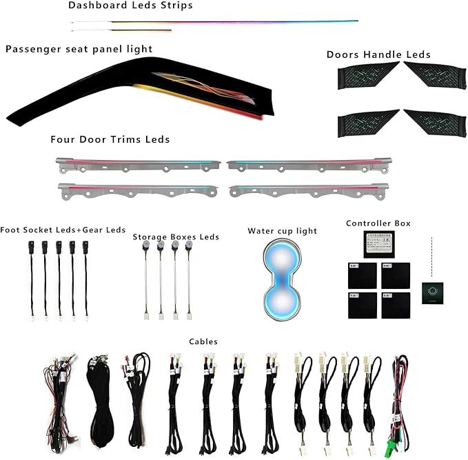 for Toyota Camry 2018-2023 Interior Ambient Lighting Kit, RGB LED Car Atmosphere Light, Custom Vehicle Specific Fit (Ribbon)