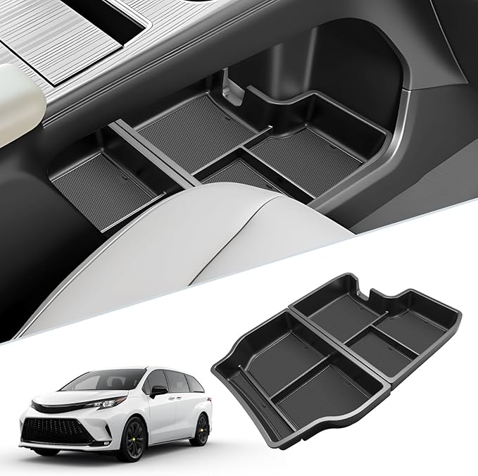 SKTU 2Pcs for 2021-2026 Toyota Sienna Center Console Organizer 2021-2026 Sienna Lower Console Tray Toyota Sienna 2024 2025 2026 Accessories Under Console Tray (Not Fit Models with Refrigerator)