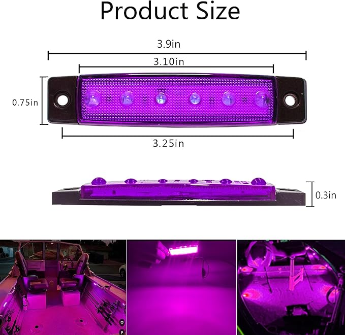 20 Pcs Rock Lights Purple Strip Lights Wheel Fender Well Underglow Led Lights for Cars Exterior Side Marker for Truck Golf Cart Wrangler RV RV SUV Offroad