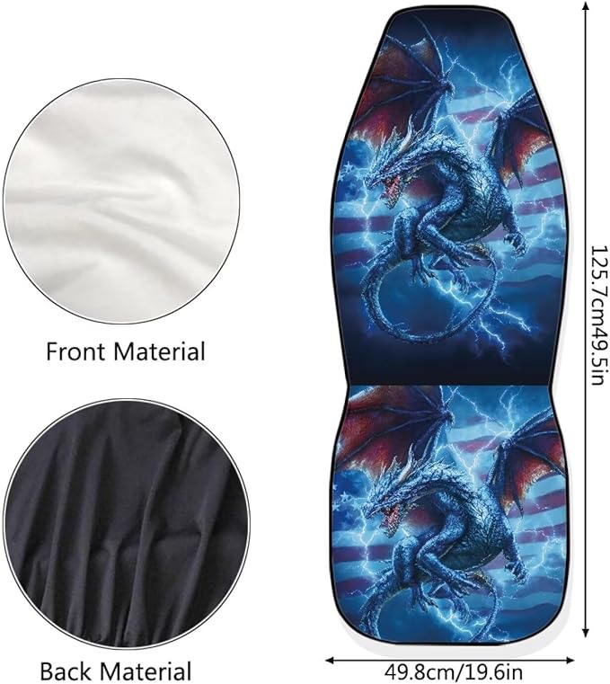 Lightning Dragon Car Front Seat Covers Breathable Car Seat Cover Stretch Polyester Fabric Cover Non Slip Fashion Auto Interior Universal for Cars SUV