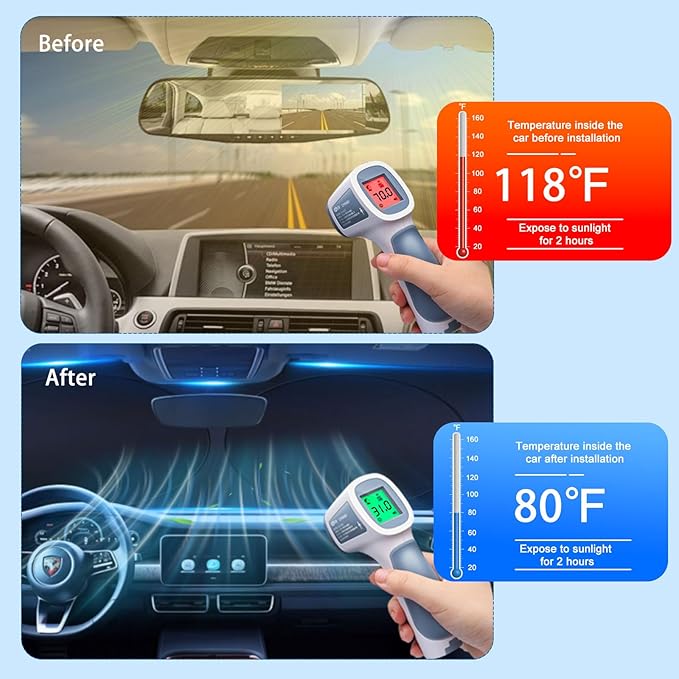 YUGUANG Car Windshield Sun Shade, Blocks Heat and Sun, Keep Cars Interior Cool, Foldable 240T Thickened Automotive Sunshade Cover for Car SUV Truck Front Windshield (59''x 31.5'')