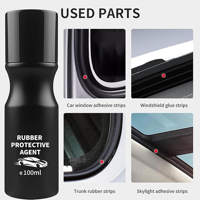 Car Rubber Seal Protectant - Gummi Pflege, Car Door Rubber Seal Protectant Strip Lubrication, Black Plastic Car Trim Restorer, Window Track Lubricant, Use on Car Door, Window, Trunk Seals (1)