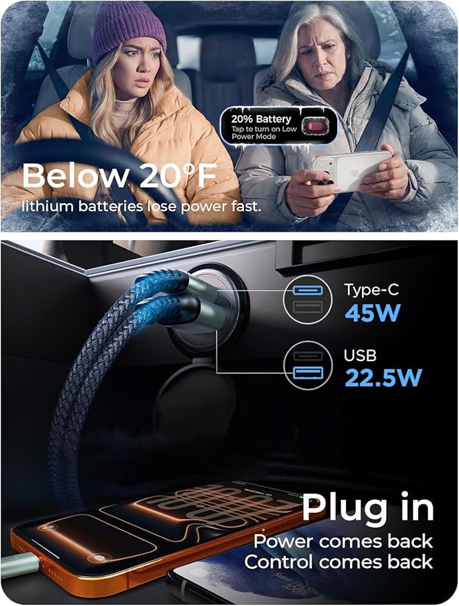 AINOPE 67.5W Car Charger USB C Fast Charge for iPhone 17 Pro Max,PD 45W USB C Car Charger Fast Charging【Mini&Metal】Cigarette Lighter Adapter USB-C Charger for Samsung S26 S25 for iPhone16 15 Mother's