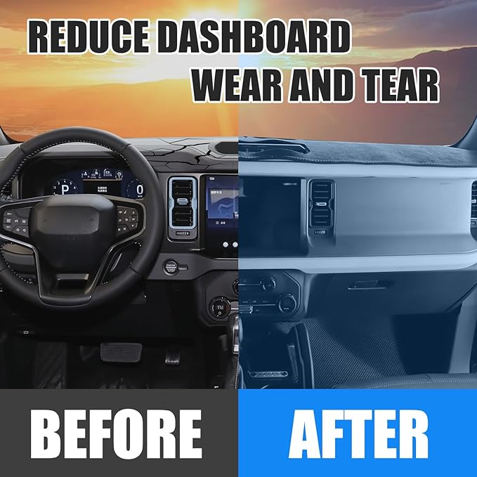 Dash Cover Compatible with Ford Bronco 2021 2022 2023 2024 2025 Accessories Custom Dashboard Cover Carpet Mat Non-Slip