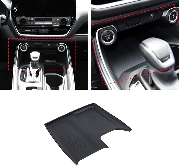 Center Console Mat Wireless Charging Mat Compatible with Toyota Grand Highlander 2024 2025 2026,Car Non Slip Wireless Charger Silicone Cover Pad Interior Accessories (Black)