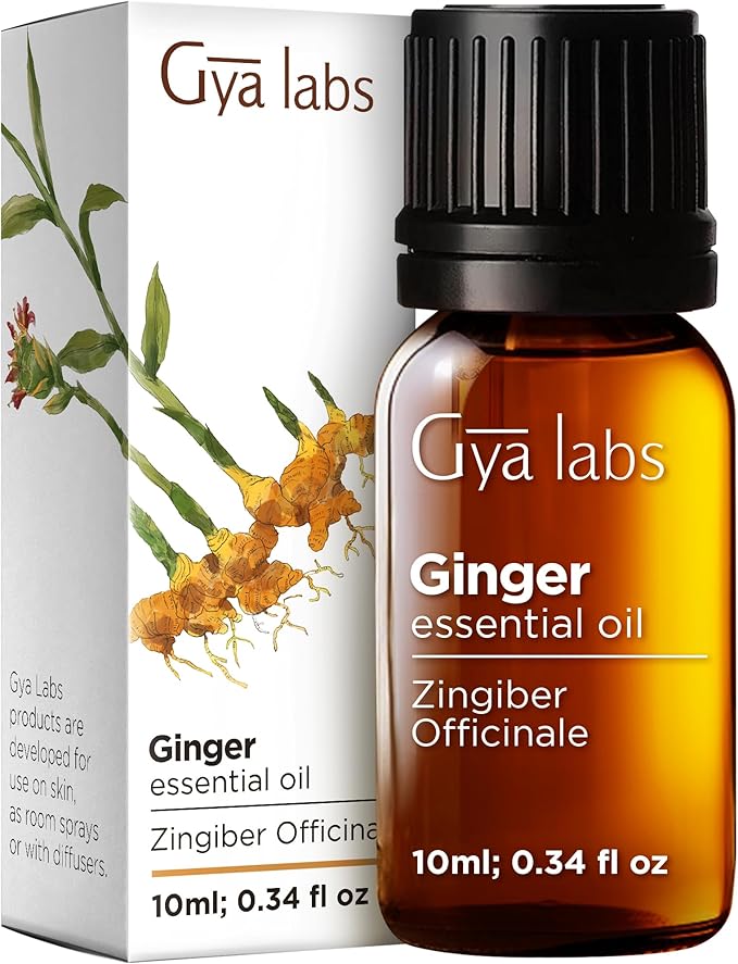 100% Pure Ginger Essential Oil - 0.34 Fl Oz - Ginger Oil for Hair, Skin, Diffuser, Aromatherapy & DIY Candle Making Scent