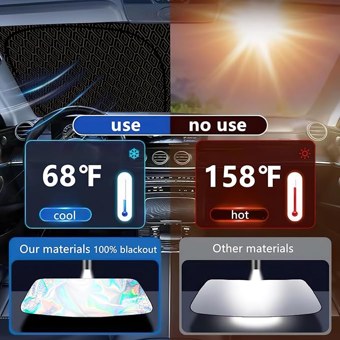 Foldable Sun Shade for Car Windshield Sunshade with Memory Steel Ring (Iridescent, L(58 * 31Inch)