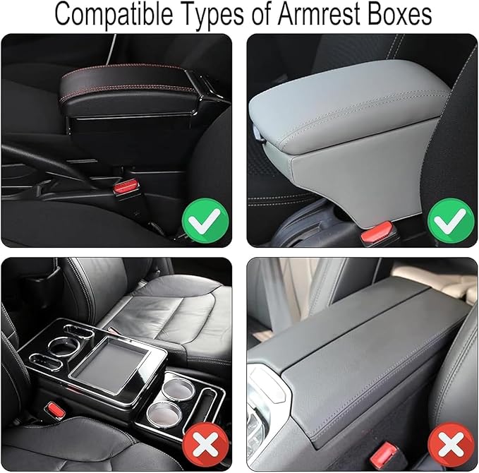 Car Armrest Cushion for Isuzu D-MAX MU-X 2015-2025, Center Console Covers Pad Leather Accessories, Arm Rest Protector Mat with Side Storage Bag for SUV/Sedan/Truck, D/Red