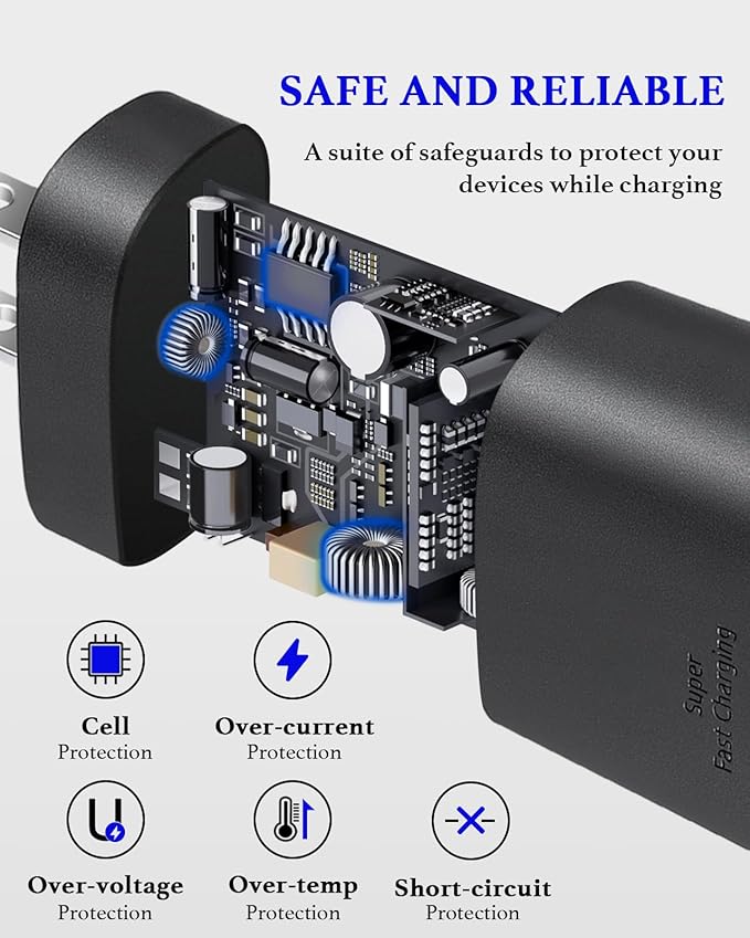 25W Type C Charger Fast Charging 10 ft, USB C Charger Block & Android Phone Chargers Cord 10 Foot for Galaxy S25 Ultra/S25/S25+/S24 Ultra/S24/S24+/S23/S22 Ultra
