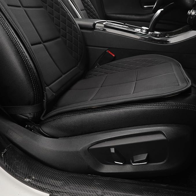 Car Seat Cushions, Car Seat Cover Foldable Portable Seat Cover for Back and Seat Cushions with Bottom Anti Slip Silicon(1 Pack/Black)