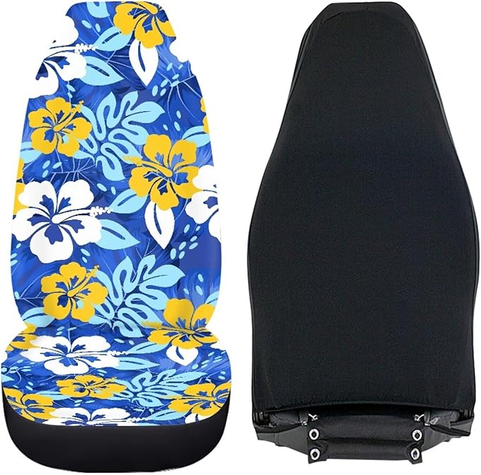 Universal Car Seat Cover Front Seats Only,Beautiful Tropical Hawaiian Flowers Automotive Car Interior Covers Aztec Decorative Seat Cover for Full Back and Seat for Cars Sedans Truck SUV Vans