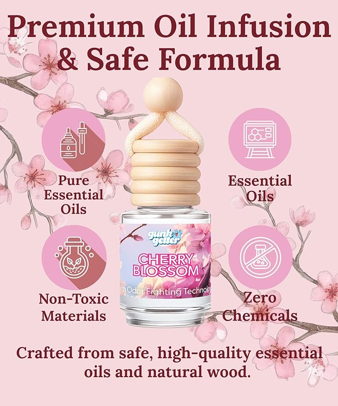 Hanging Air Freshener Car Diffusers - Long Lasting Scent, Odor Eliminator, Home Essentials, Fresh car fragrance diffuser - 3 Pack- Cherry Blossom