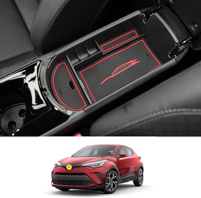 CDEFG Center Console Accessory Organizer Compatible with 2018 2019 2020 2021 2022 CHR C-HR, ABS Material Armrest Box Insert Tray (Red)