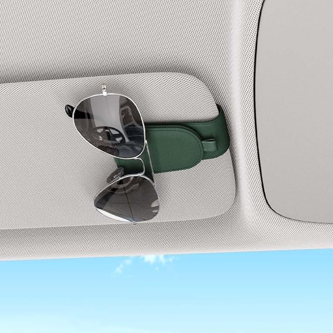 Sotfamily Sunglass Holder for Car Visor, Suede Cloth Magnetic Sunglass Organizer for Car Accessories, 2 Packs, Grass Green