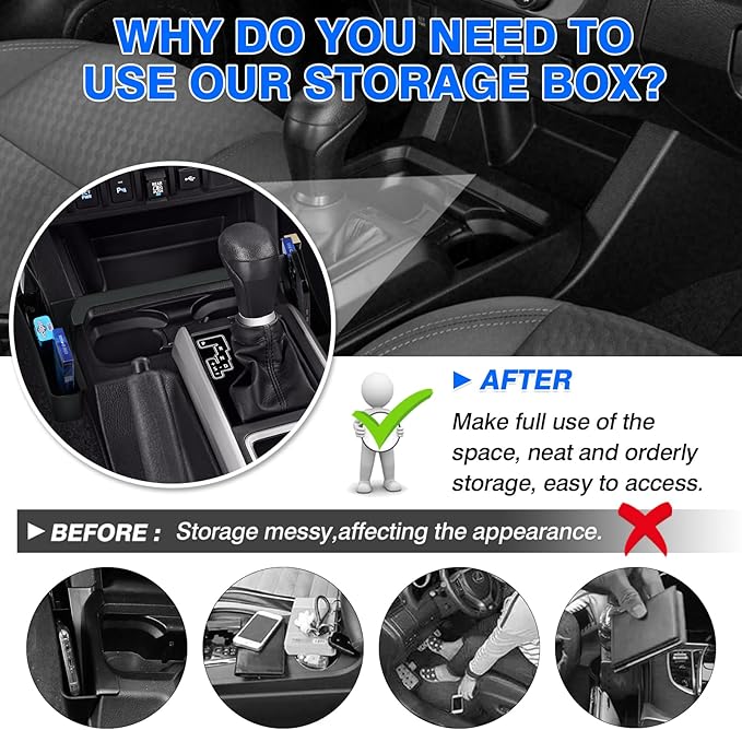 Autorder Gear Shift Organizer for 2016-2020 2021 2022 2023 Toyota Tacoma Accessories Center Console Organizer Gear Shift Organizer Insert Tray with Anti-Slip Mat