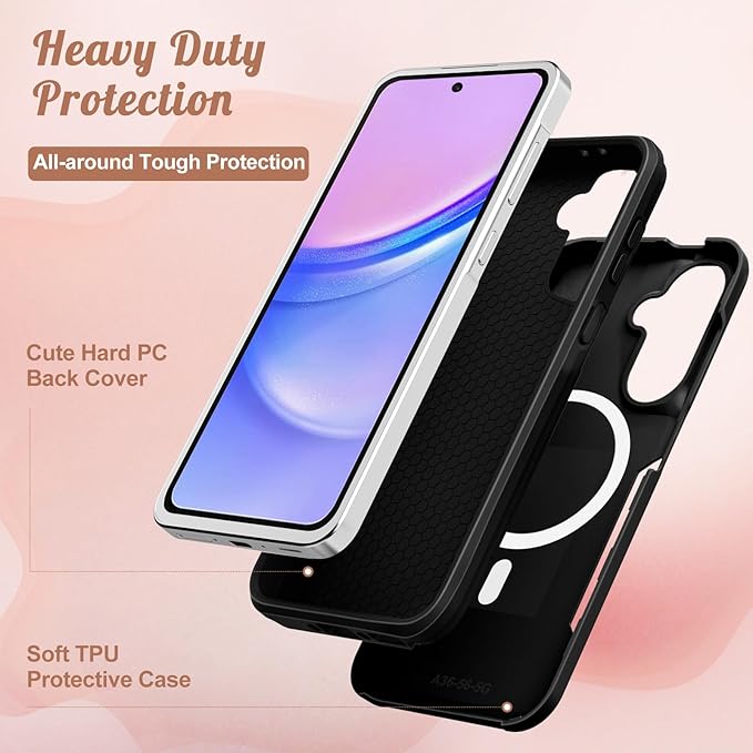 for Samsung Galaxy A36 5G Phone Case - Compatible with MagSafe Women Girls Cute Magnetic Protective Cover Girly Aesthetic Sun Moon Heavy Duty Shockproof Design for Samsung A36 5G Cases 6.7"