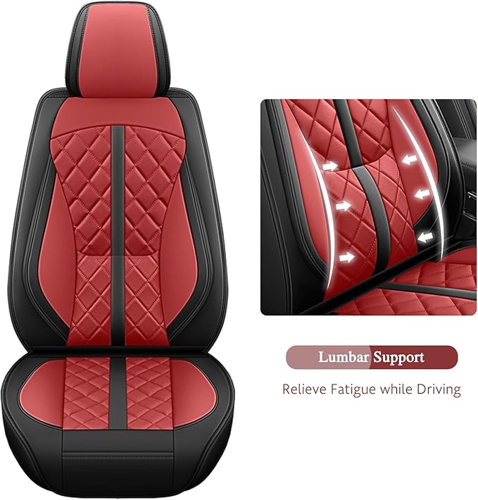 otoez Car Seat Covers Full Set, Red Leather Seat Cover 5 Seat Waterproof & Breathable Automotive Seat Cushion Protector Full Coverage for Cars Sedens Trucks SUVs Vans (Red)