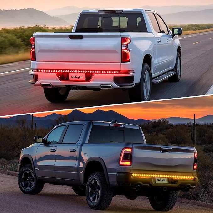 Nilight Truck Tailgate Light Strip 60Inch Arrow 540 LED with Red Running Brake Lights Amber Turn Signals Strobe Lights