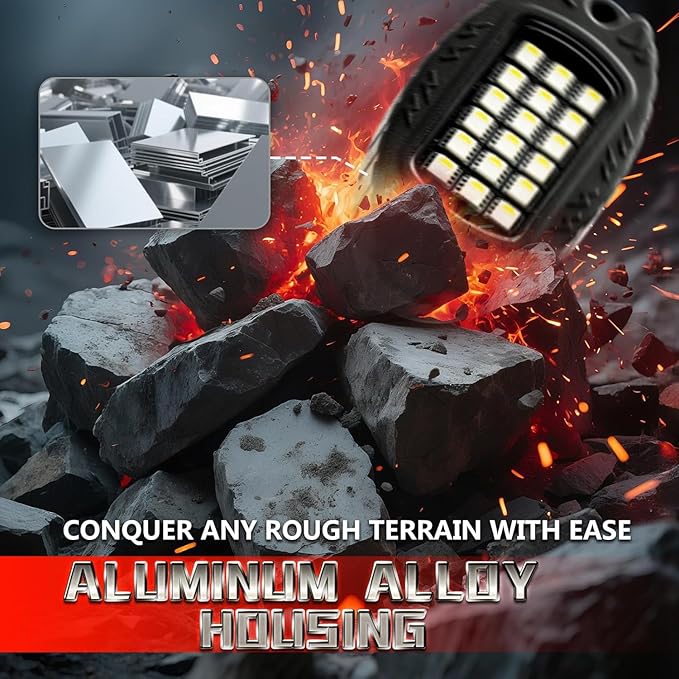 20 Pods Alloy RGBW LED Rock Lights for ATV UTV Golf Cart RZR Semi Truck RV Offroad SUV Cars, Upgraded RGB Waterproof Multicolor Neon Underglow Light with APP/RF Remote Music Mode, Underbody Lighting