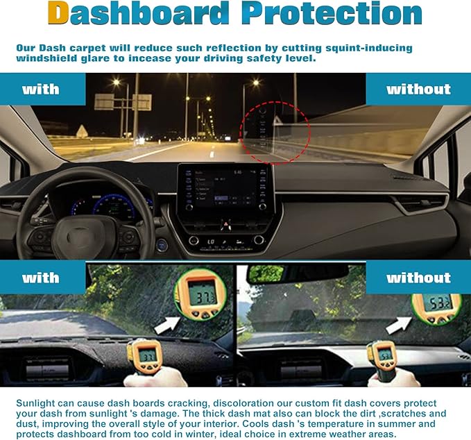 x xotic tech Center Console Dashboard Mat Pre-Cut Non-Slip Sunshield Sun Glare Protector Dash Carpet Pad Black Cover Compatible with Toyota Corolla 2019 2020 2021 2022 2023 2024 2025 2026
