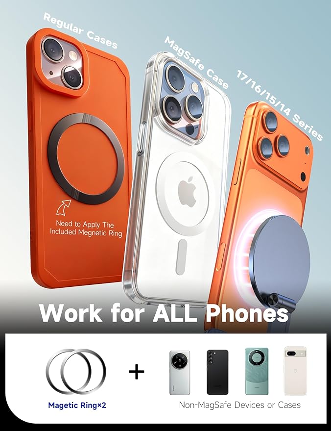 Vacuum Magnetic Phone Holders for Your Car [105+LBS Suction & 3800gf Magnetic] Magsafe Car Mount, 360° Adjustable Car Phone Holder Mount for Windshield/Mirror/Kitchen/Gym for iPhone & Android
