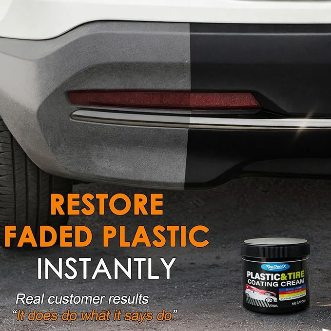 Black Trim Restorer, Plastic Restorer for Cars - Restore Faded Bumpers, Plastic, Trim, Vinyl & Rubber - Car Detailing Kit Tire Shine Applicator Shiny Stuff for Jeep, Truck Car Accessories - 6oz