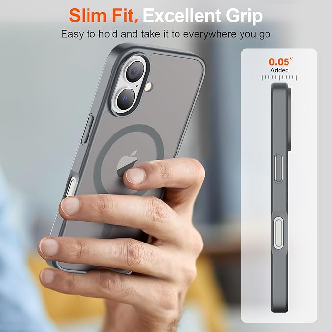 SUPFINE Magnetic for iPhone 17 Case (Compatible with MagSafe)(Military Grade Drop Protection) Translucent Matte Shockproof with Anti-Fingerprint Phone Cover 2025,Gray