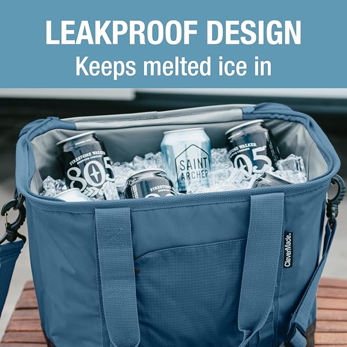 CleverMade Collapsible Insulated Cooler Bag – Leakproof Soft Cooler for Beach, Travel, Car – Bottle Opener