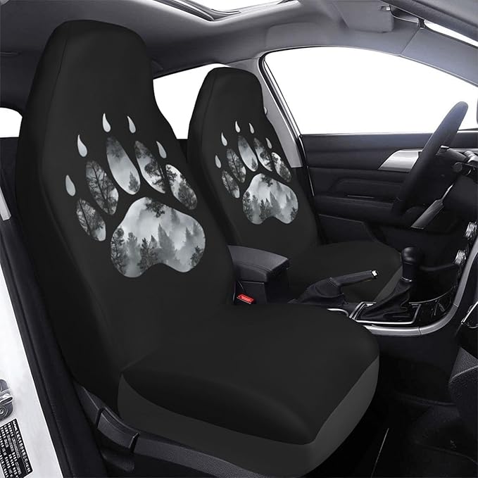 Delerain Car Seat Covers Set 2Pcs, Bear Paw Universal Front Car Seats Vehicle Enterior Protector Suitable Fits Most Car Auto SUV Sedan Truck