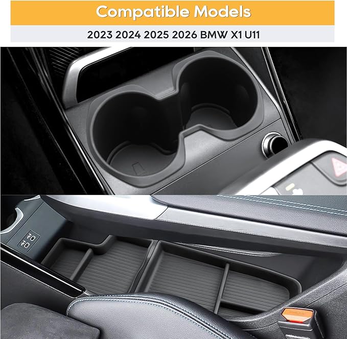 LFOTPP for BMW X1 U11 Center Console Organizer for 2023 2024 2025 2026 BMW X1 U11 Middle Armrest Storage Tray Insert, OEM Fit, Non-Slip Waterproof Interior BMW X1 U11 Accessories