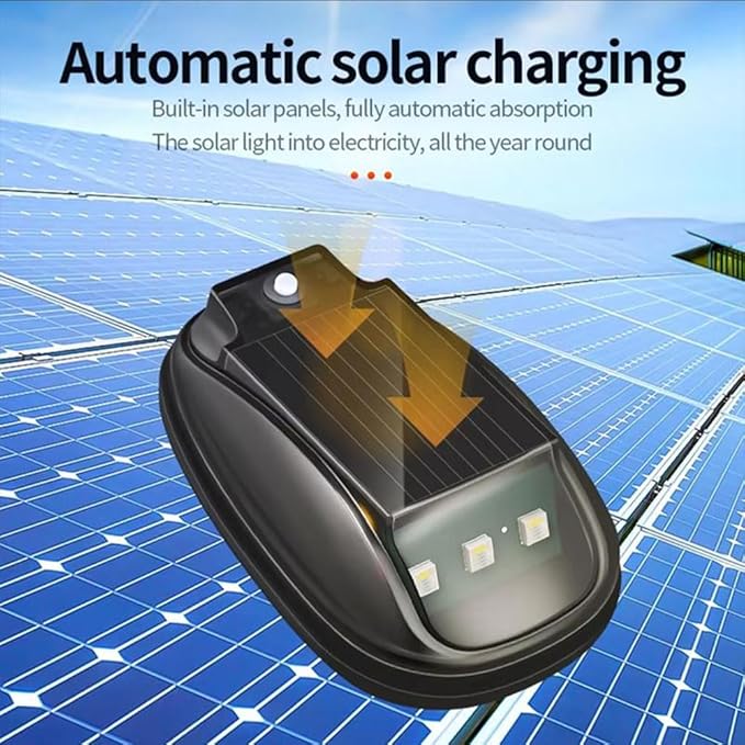 Solar-Powered Car Roof Light – Waterproof, Remote Control & Easy Installation, Solar Car Roof Light Kit, 8 Colors Wireless LED Strobe Lights with Remote Control for Trucks, Motorcycle, Vehicle (1pc)