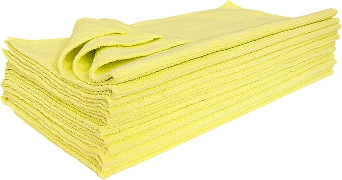 Eurow Ultrasonic Cut 300 GSM Microfiber Cleaning Towels, Streak-Free, Lint-Free, Ultra Absorbent, Scratch-Safe, for Auto Detailing, Home, Kitchen & Multipurpose Use, 16x16, 12-Pack, Yellow