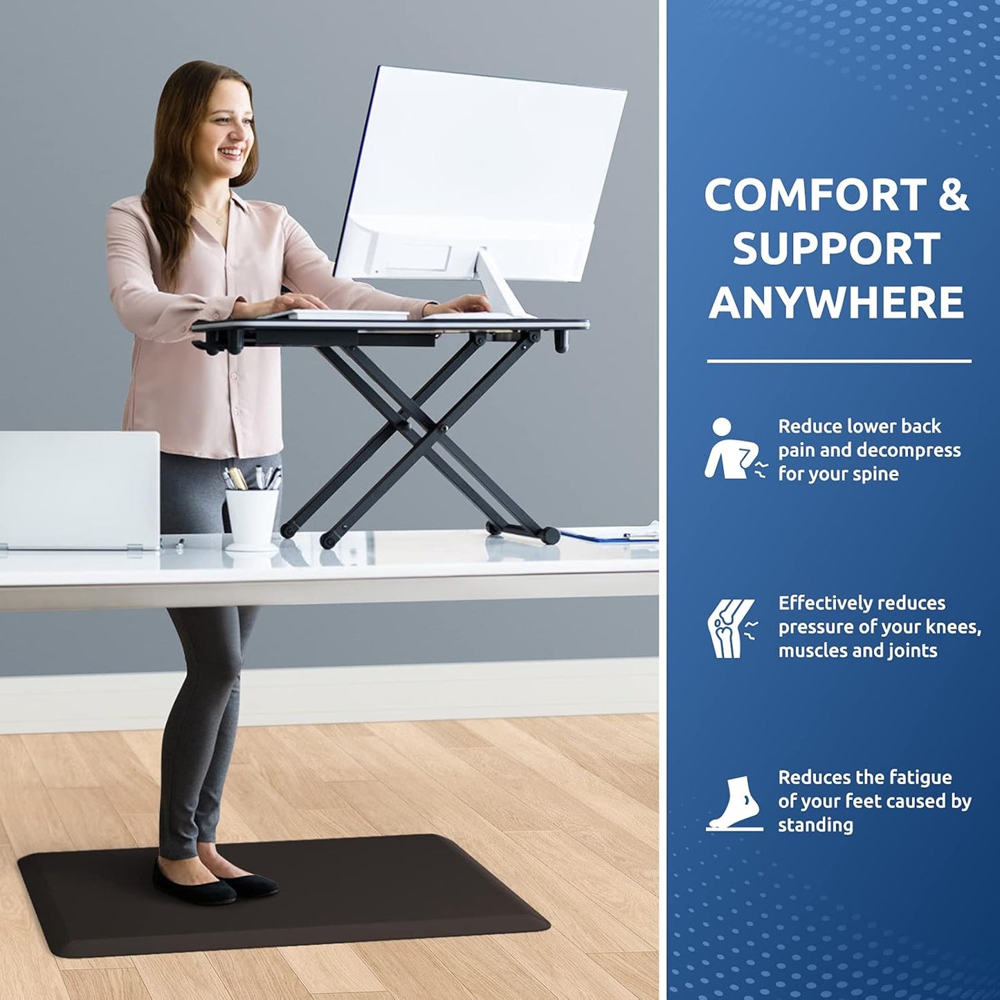 KitchenClouds Kitchen Mat Cushioned Anti Fatigue Rug 17.3"x28" Waterproof Non Slip Standing Desk Mat Comfort Floor Mats for Kitchen House Sink Office (Chocolate)