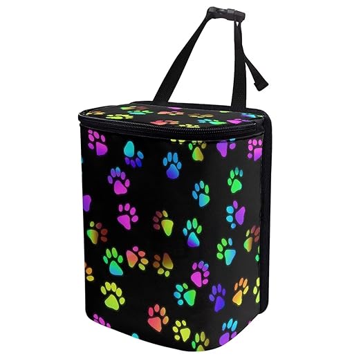 Colorful Dog Paw Car Trash Can with Lid, Cute Leakproof Car Trash Garbage Bag Hanging Vehicle Trash Bin Small Portable Automotive Garbage Cans Organizer for Back/Front Seat/Console