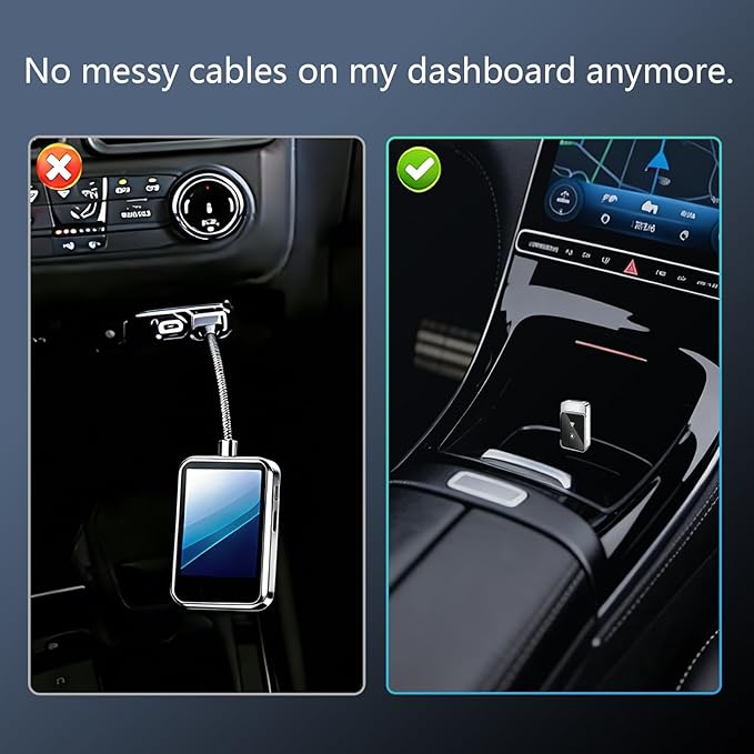 CrystalSync Elite Wireless CarPlay Adapter for Apple i-Phone i-OS 10+ and Android Auto, Mini Edition, Converts Factory Wired to Wireless, Plug and Play