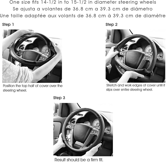 Premium Leather Steering Wheel Cover with Air Holes – Non-Slip Rubber Grip, Universal Fit for Cars (Brown)