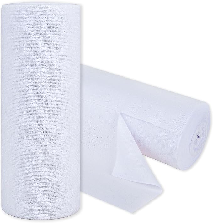CARTMAN 30 Pack Microfiber Cleaning Cloth, Reusable Tear Away Towels Roll, 12"x12", Multi-Purpose Microfiber Towels Cleaning, Lint Free, Absorbent Cleaning Rags for Kitchen, Car, Glass White