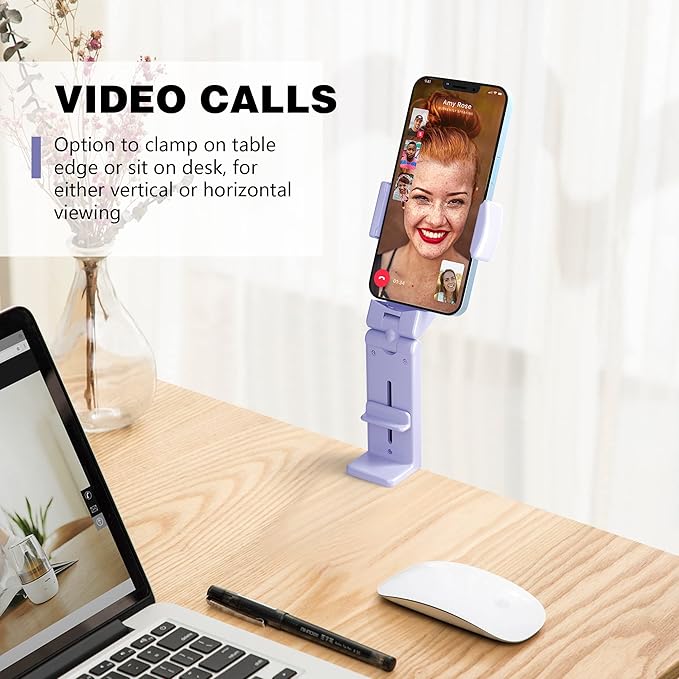 Perilogics Airplane Phone Holder Mount Universal in Flight Hands Free Viewing with Multi-Directional Dual 360 Degree Rotation (Black/Lavender)