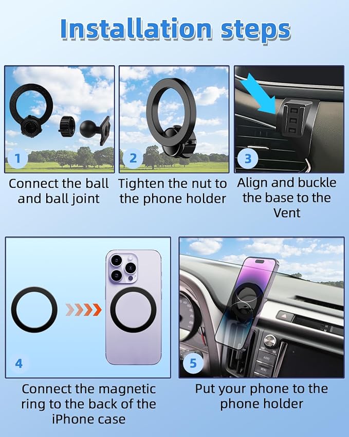 PZK Car Phone Mount for Mazda CX-30 CX30 2019-2022 2023 2024 2025 Accessories Custom Air Vent Car Phone Holder Compatible with Magsafe Magnetic Hands Free 360° Rotation Cell Phone Automobile Cradles