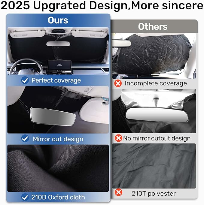 2025 Upgraded Zanch Car Front Windshield Sun Shade - Ultimate Uv Protection & Heat Reductionlinnovative No-Light Leakage TechnologylFoldable DesignPerfect Fit for Sedan, Small(59" x 29")