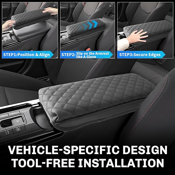 SXCY for 2025 2026 Toyota Prius Armrest Cover Pad for 2023-2026 Toyota Prius Accessories 2023 2024 2025 2026 Prius Center Console Cover w/Soft Cotton Cushion (Added-Pad w/Side Pockets)