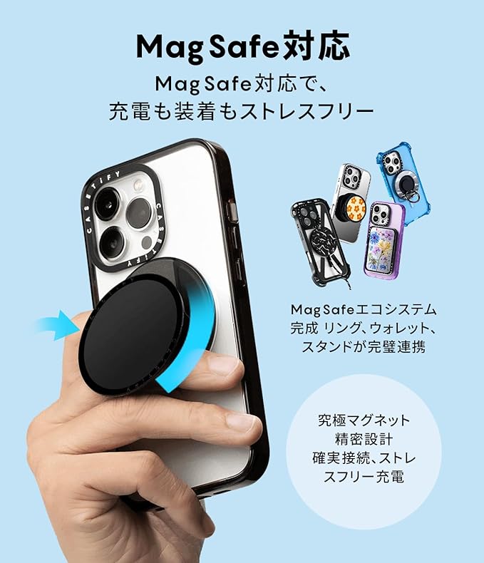 CASETiFY Impact Case for iPhone 15 Pro Max [4X Military Grade Drop Tested / 8.2ft Drop Protection/Compatible with Magsafe] - Stickers Prints - PP-0008 - Clear Black